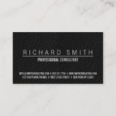 Elegantes Imitat schick schwarzes Leder beruflich Visitenkarte (Rückseite)