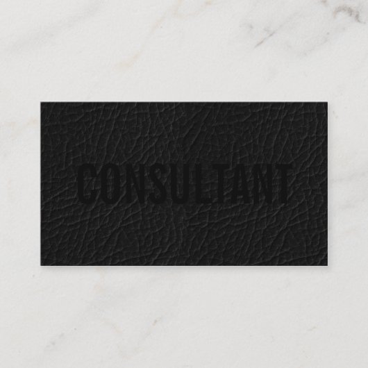 Elegantes Imitat schick schwarzes Leder beruflich Visitenkarte (Vorderseite)