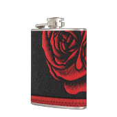 Elegantes Imitat-Schwarz-rote lederne Rose Flachmann (Links)