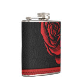 Elegantes Imitat-Schwarz-rote lederne Rose Flachmann (Rechts)