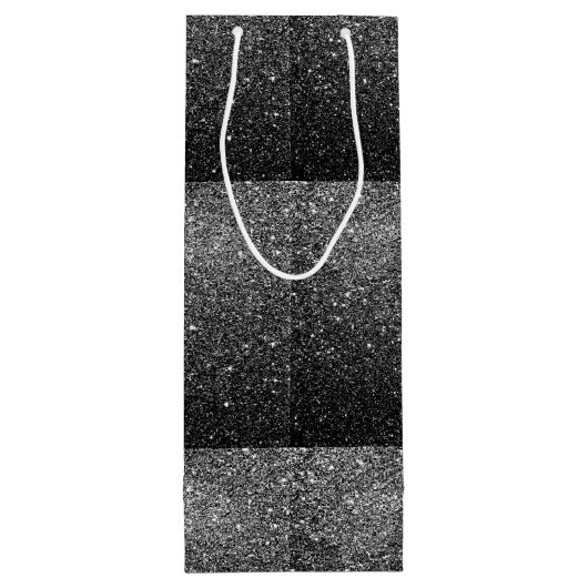 Elegantes Imitat-schwarzer Glitzer Geschenktüte Für Weinflaschen (Rückseite)