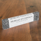 Elegantes Imitat-schwarzer Glitzer Namensplakette (Seite)