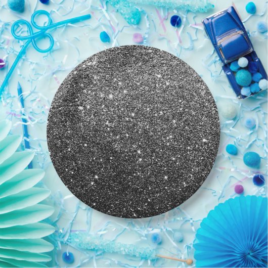 Elegantes Imitat-schwarzer Glitzer Pappteller (Party)