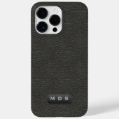 Elegantes Imitat Schwarzes Leder Mit Monogramm aus Case-Mate iPhone Hülle (Rückseite)