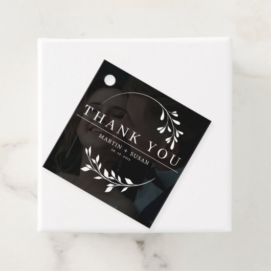 Elegantes Imitat Vellum Effect Overlay-Foto Hochze Geschenkanhänger (Beispiel)