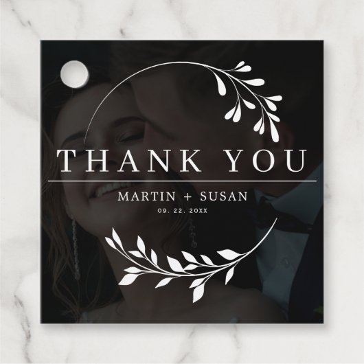 Elegantes Imitat Vellum Effect Overlay-Foto Hochze Geschenkanhänger (Vorderseite)