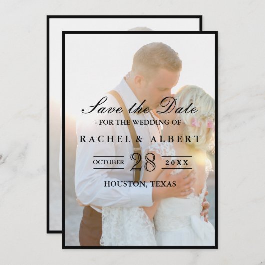 Elegantes Imitat Vellum Overlay Foto Hochzeit Rett Save The Date (Vorne/Hinten)