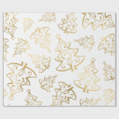 Elegantes Imitat Weiß und Gold Foil Weihnachtsbaum Geschenkpapier (Flach)