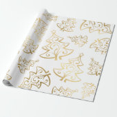 Elegantes Imitat Weiß und Gold Foil Weihnachtsbaum Geschenkpapier (Ungerollt)