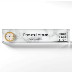 Elegantes Imitat Weißes Marmor Ihr Logo hier Namensplakette
