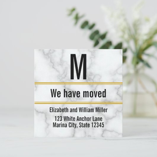 Elegantes Imitat Weißes Marmormonogramm, das wir b Ankündigung (Stehend Vorderseite)