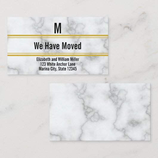 Elegantes Imitat Weißes Marmormonogramm, das wir b Begleitkarte (Vorne/Hinten)