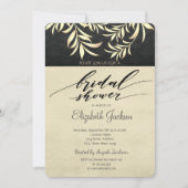 Elegantes Imitate Gold Blätter Brautparty Einladung (Vorderseite)