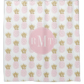 Elegantes Imitatgoldtropisches Ananasmuster Duschvorhang (Vorderseite)