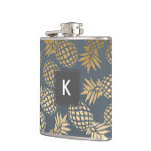 elegantes Imitatgoldtropisches Ananasmuster Flachmann (Links)