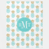 Elegantes Imitatgoldtropisches Ananasmuster Fleecedecke (Vorderseite)