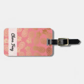 elegantes Imitatgoldtropisches Ananasmuster Gepäckanhänger (Vorderseite horizontal)