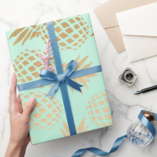 elegantes Imitatgoldtropisches Ananasmuster Geschenkpapier