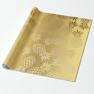 elegantes Imitatgoldtropisches Ananasmuster Geschenkpapier