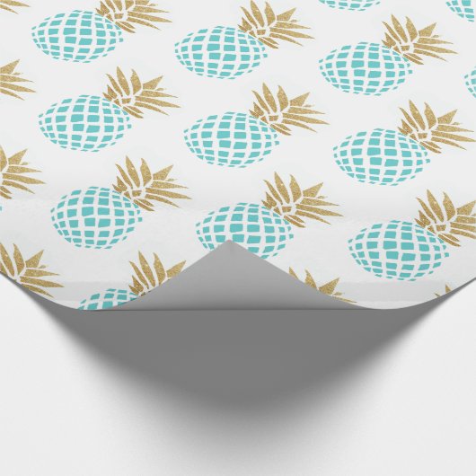 Elegantes Imitatgoldtropisches Ananasmuster Geschenkpapier (Ecke)