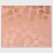 elegantes Imitatgoldtropisches Ananasmuster Geschenkpapier (Flach)