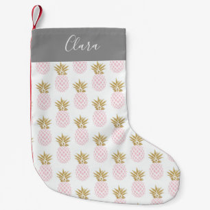 Elegantes Imitatgoldtropisches Ananasmuster Kleiner Weihnachtsstrumpf
