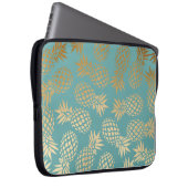 elegantes Imitatgoldtropisches Ananasmuster Laptopschutzhülle (Vorne Rechts)
