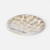 elegantes Imitatgoldtropisches Ananasmuster Pappteller (Schrägansicht)