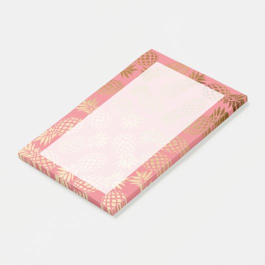 elegantes Imitatgoldtropisches Ananasmuster Post-it Klebezettel (angewinkelt)