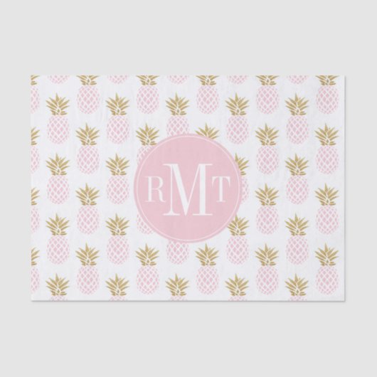 Elegantes Imitatgoldtropisches Ananasmuster Seidenpapier (Vorderseite)