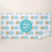 Elegantes Imitatgoldtropisches Ananasmuster Strandtuch (Vorderseite)