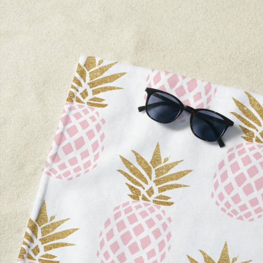 Elegantes Imitatgoldtropisches Ananasmuster Strandtuch (Beispiel)