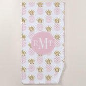 Elegantes Imitatgoldtropisches Ananasmuster Strandtuch (Vorderseite)