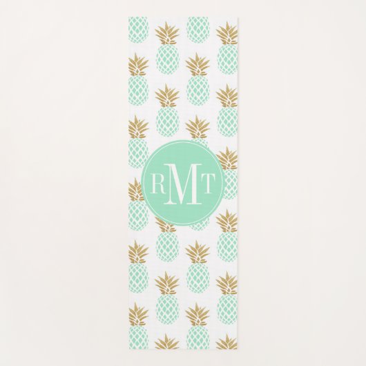 Elegantes Imitatgoldtropisches Ananasmuster Yogamatte (Vorderseite)