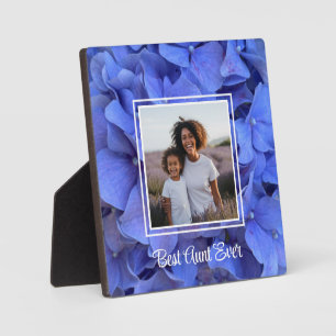 Elegantes Immergrün in Blau mit Blumen - Beste Tan Fotoplatte