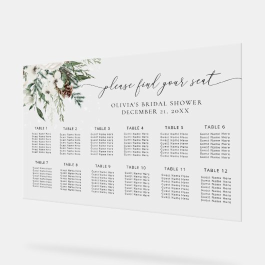 Elegantes immergrünes Hochzeitsdiagramm Acrylschild (Winkel)