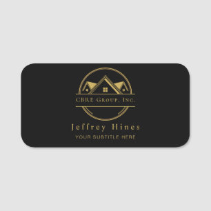 Elegantes Immobilien-Black- und Gold-Logo Namensschild