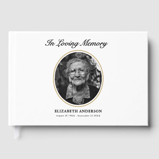 Elegantes In-Loving-Memory-Foto Gästebuch (Vorderseite)