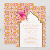 Elegantes Indianerpink-Gelbe Blume Bridal Einladung (Vorne/Hinten)