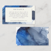 Elegantes Indigo Abstrakte Wasserfarben Hochzeitsd Begleitkarte (Vorne/Hinten)