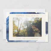 Elegantes Indigo Abstraktes Foto Feiertagskarte (Vorderseite)