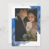 Elegantes Indigo Abstraktes Foto Feiertagskarte (Rückseite)