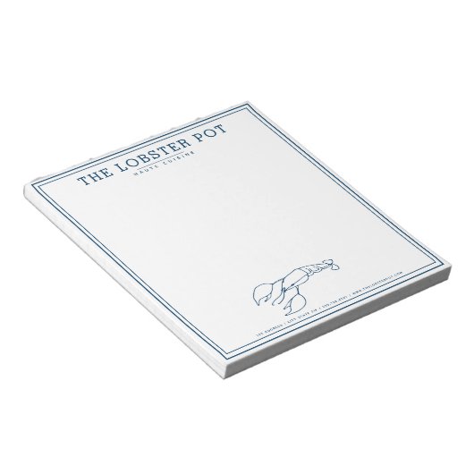 Elegantes Indigo Blue Lobster / Seafood Restaurant Notizblock (angewinkelt)