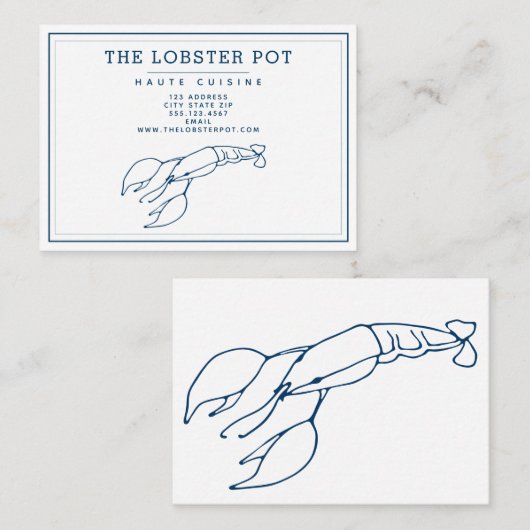 Elegantes Indigo Blue Lobster / Seafood Restaurant Visitenkarte (Vorne/Hinten)