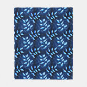 Elegantes Indigo Blue Pflanze Muster Fleecedecke (Vorderseite)