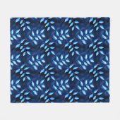 Elegantes Indigo Blue Pflanze Muster Fleecedecke (Vorderseite (Horizontal))