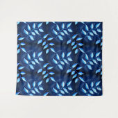 Elegantes Indigo Blue Pflanze Muster Wandteppich (Vorderseite (Horizontal))