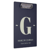 Elegantes Indigo Blue White Trendy Monogram Templa Klemmbrett (Rechts)