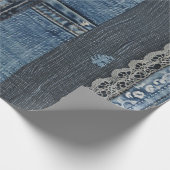 Elegantes Indigo Lace Stripe Denim Muster (2) Geschenkpapier (Ecke)