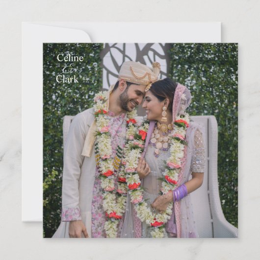 Elegantes indisches Foto Hochzeit Save The Date (Vorderseite)